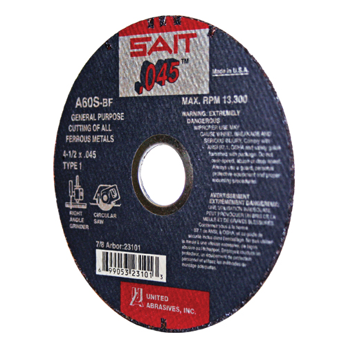 United Abrasives SAIT® 23101 - 4-1/2" x .045 x 7/8", A60S, Type 1, Aluminum