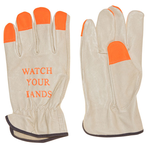 Leather Drivers Glove - 2XL, Pigskin, Hi-Vis Orange Fingertips